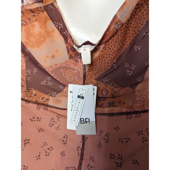 NWTBP Brown Patchwork Mesh Top size XS - Picture 4 of 4